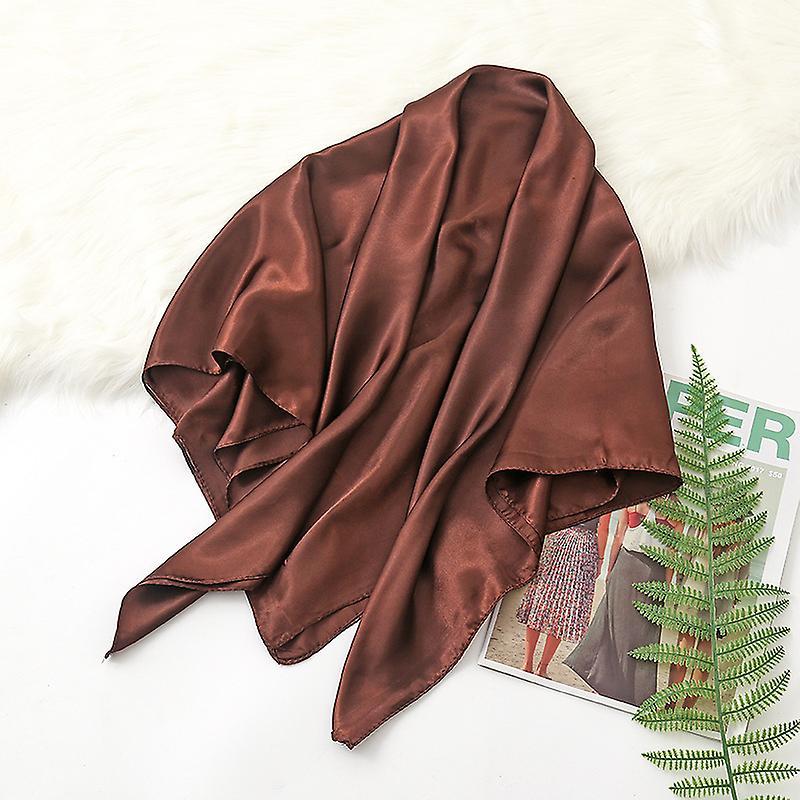 Brigalubs 35in Satin Head Scarves Vintage Square Scarf Silk Feeling, Dark Brown brown/dark brown