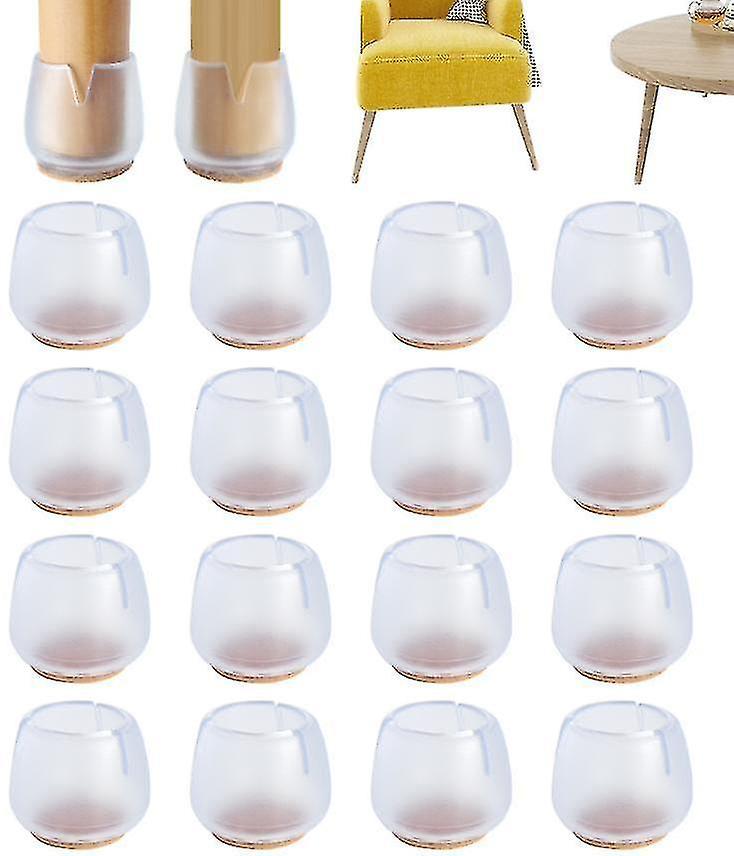 Lohill 16 Pcs Silicone Chair Leg Floor Protectors With Felt Prevent Scratches M