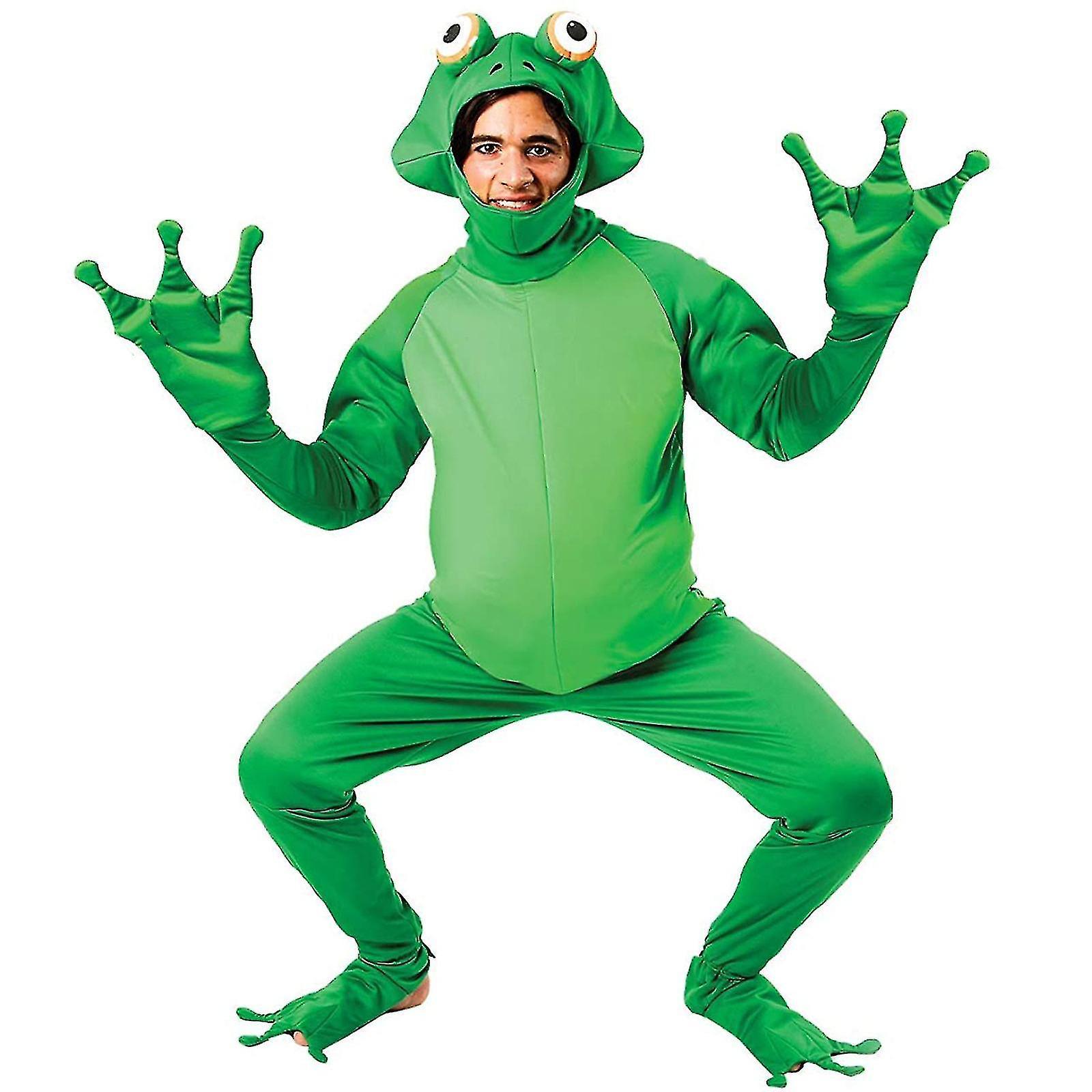 Sitabo Men Halloween Frog Costume, Open Face Jumpsuit Bodysuit   Frog Costume Women Funny Clothings_a S