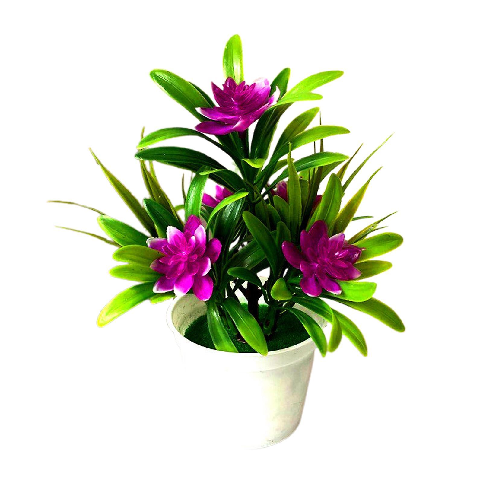 Sinknap Artificial Fake Lotus Flower Potted Plant Bonsai Wedding Party Garden Home Decor Purplish Red