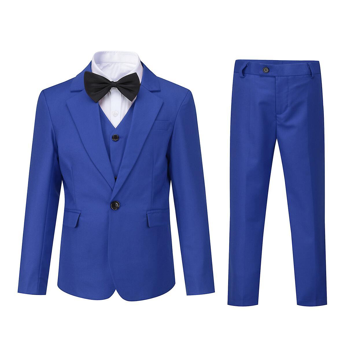 Sliktaa Boys 3Pce Wedding Dress Suit Blazer and Waistcoat and Pants Blue 130CM