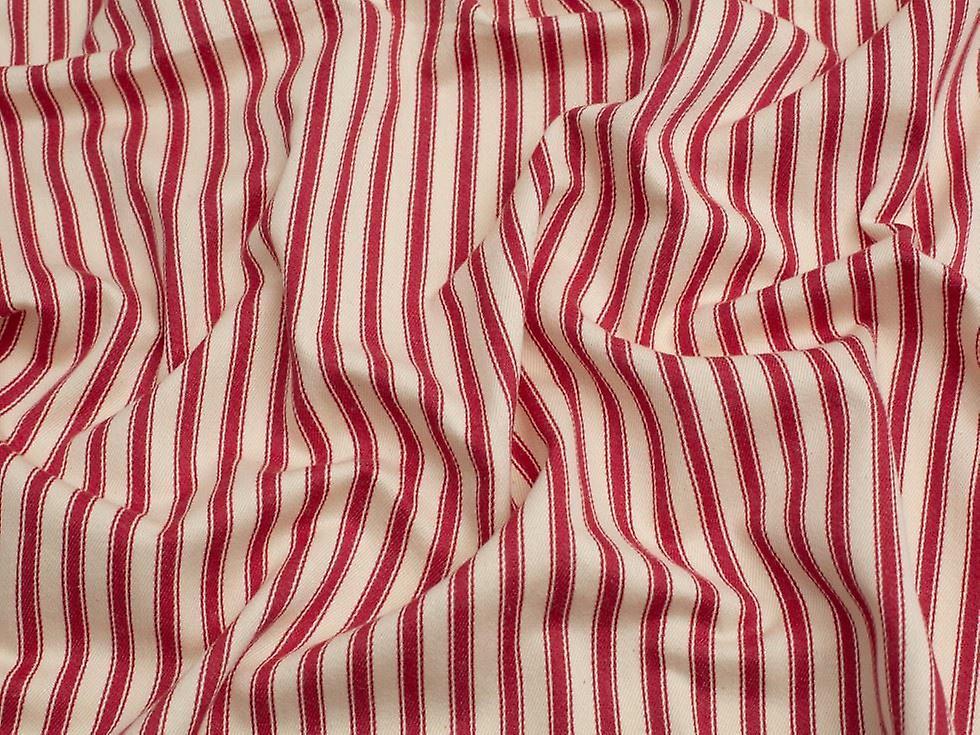 Minerva Core Range Ticking Stripe Canvas Fabric Red