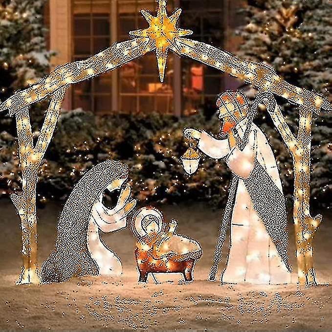 Elsavct Kongque - Lighted Outdoor Nativity Scene, Christmas Holy Family Yard Decoration, Nativity Sets For Christmas Outdoor, Easter Decorations Li...