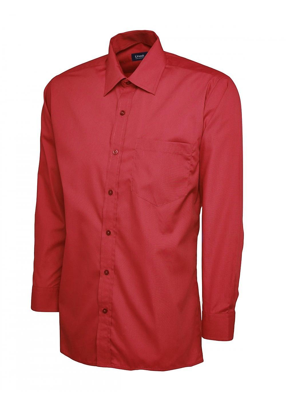 Men's Uneek Mens Poplin Full Sleeve Shirt UC709 Red 19.5"