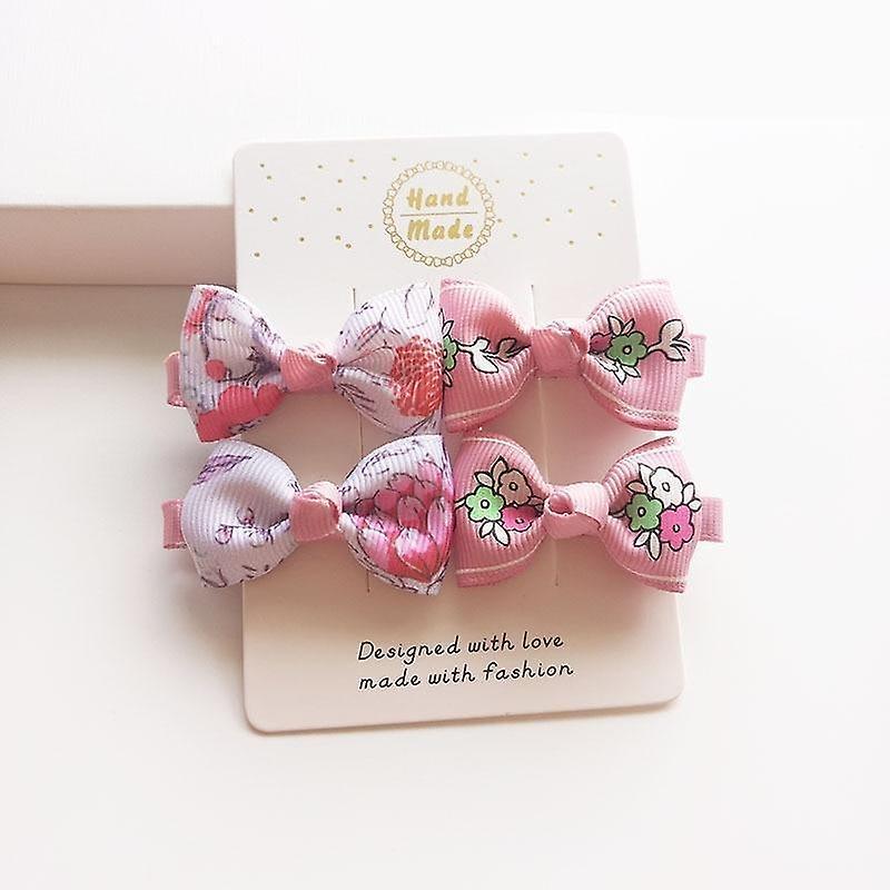 Slowmoose Cute Hair Clip Accessories, Headwear Baby Ribbon Bow Hairpins Full Cover Clips Set-A