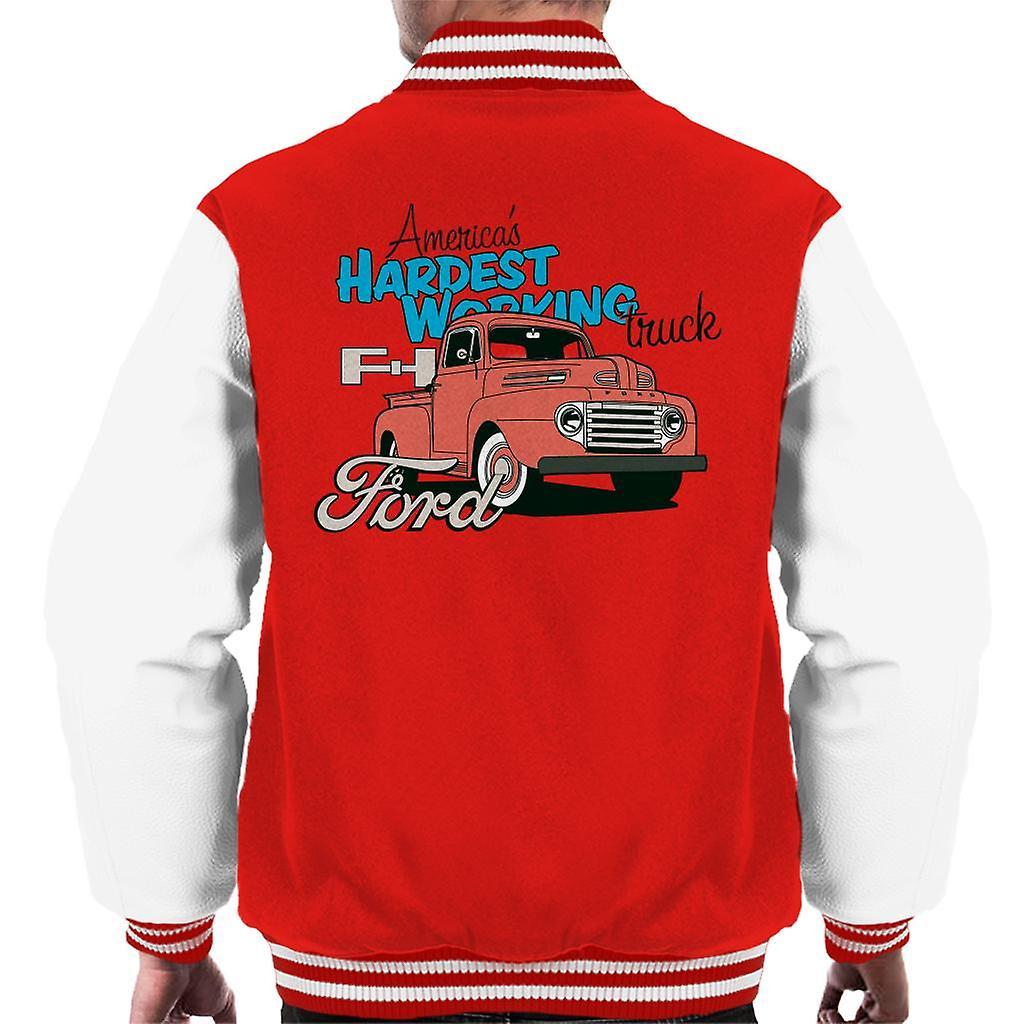 Ford Americas Hardest Working Truck Men's Varsity Jacket Red/White Large