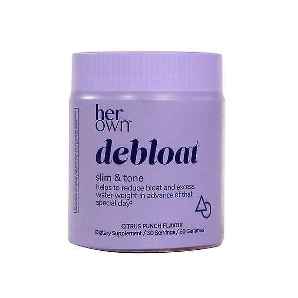 Her own debloat gummies, water balance, address bloating, energy, shed water weight, natural citrus flavor, 60 gummies