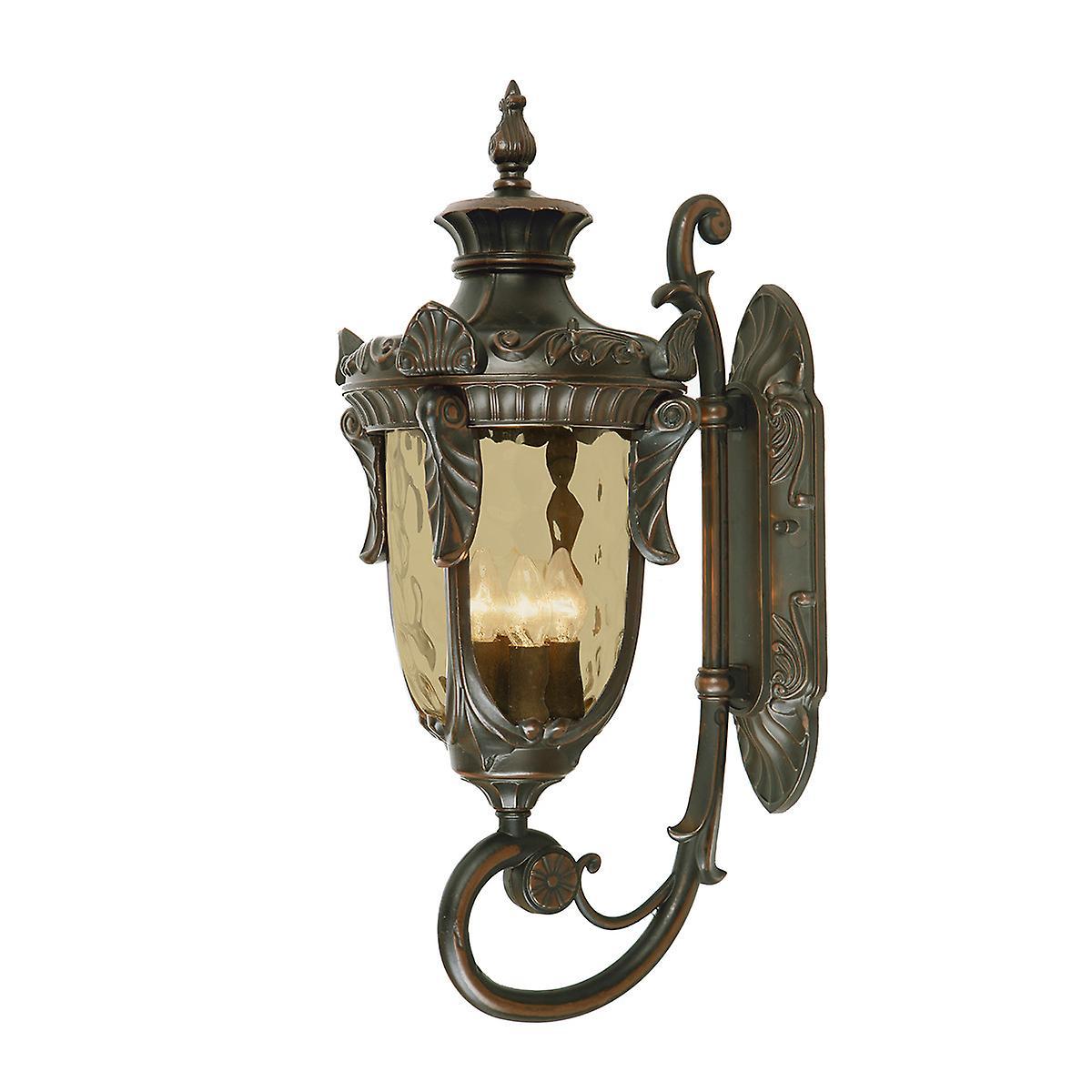 Philadelphia 3 Light Outdoor Large Wall Lantern Light Old Bronze IP44 E14