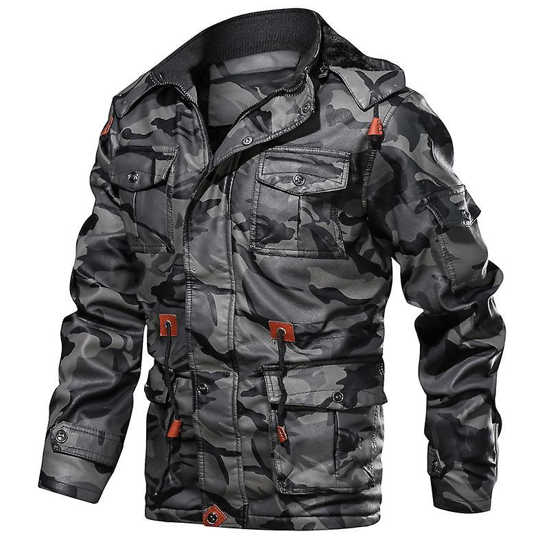 Denim Jacket Winter Casual Faux Leather Coats Fleece Motorcycle Jacket Men Clothing Black S