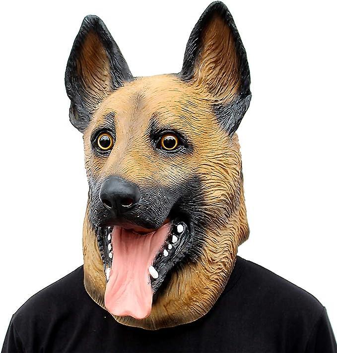 Sztxj Dog Head Mask Halloween Party Dog Costume Masks Super Bowl Mask Underdog Costume Latex Animal Head Mask (German Shepherd)