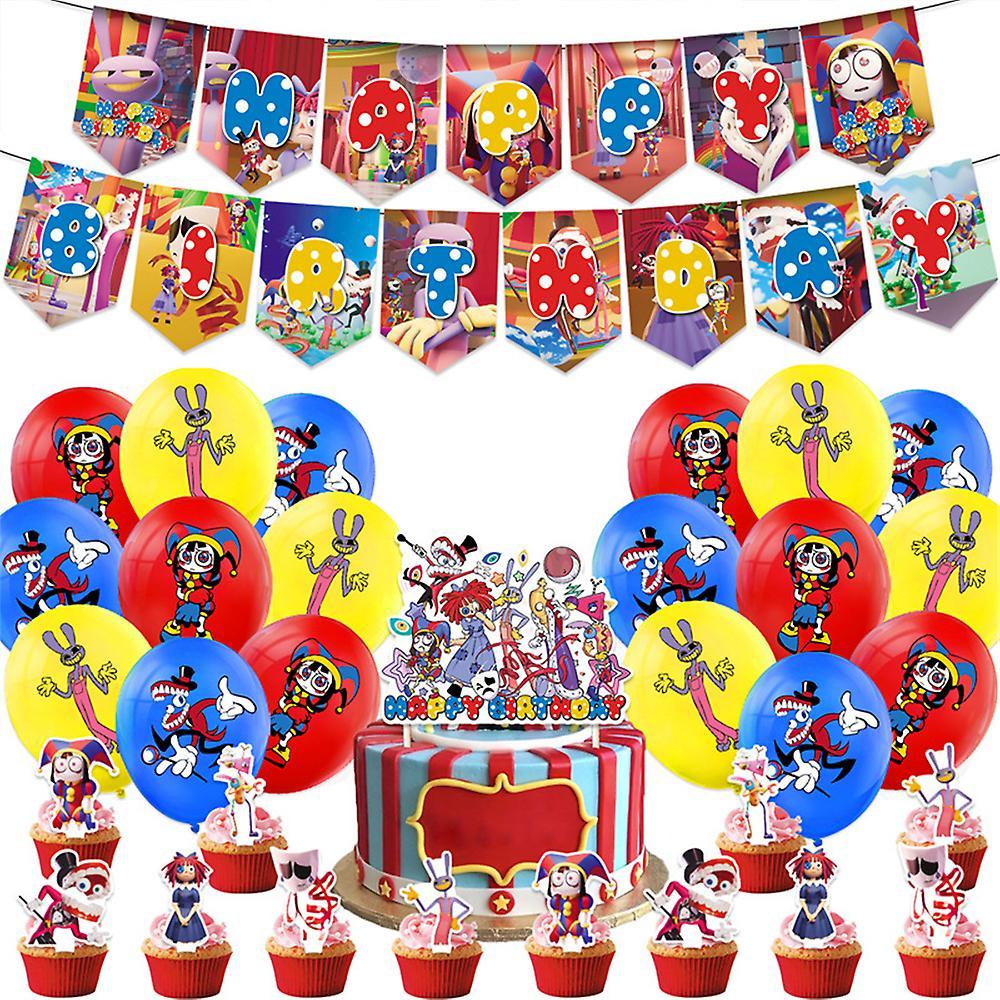 Manchalk The Amazing Digital Circus Birthday Party Decor Supplies Banner Balloons Cake Topper Set Cartoon Amazing Circus Party Favor A