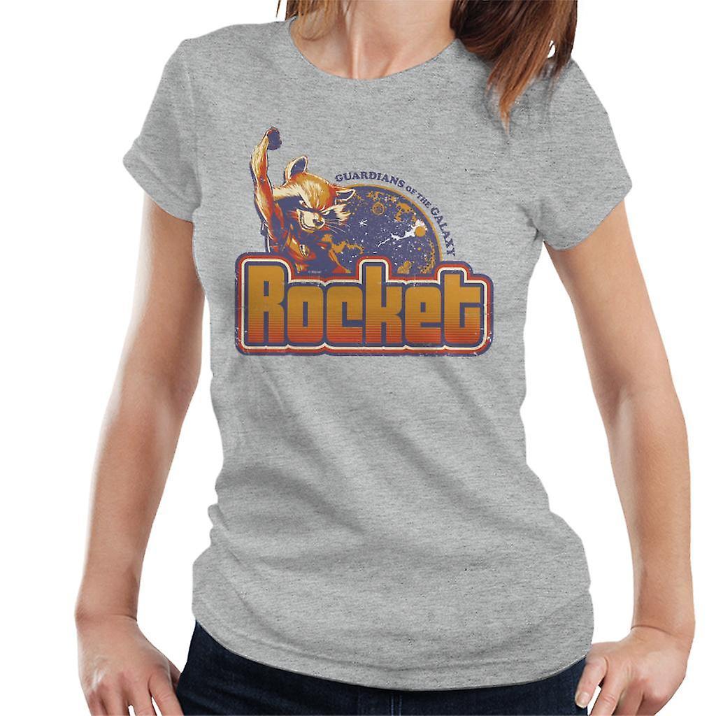 Marvel Guardians Of The Galaxy Retro Rocket Raccoon Women's T-Shirt Heather Grey Medium