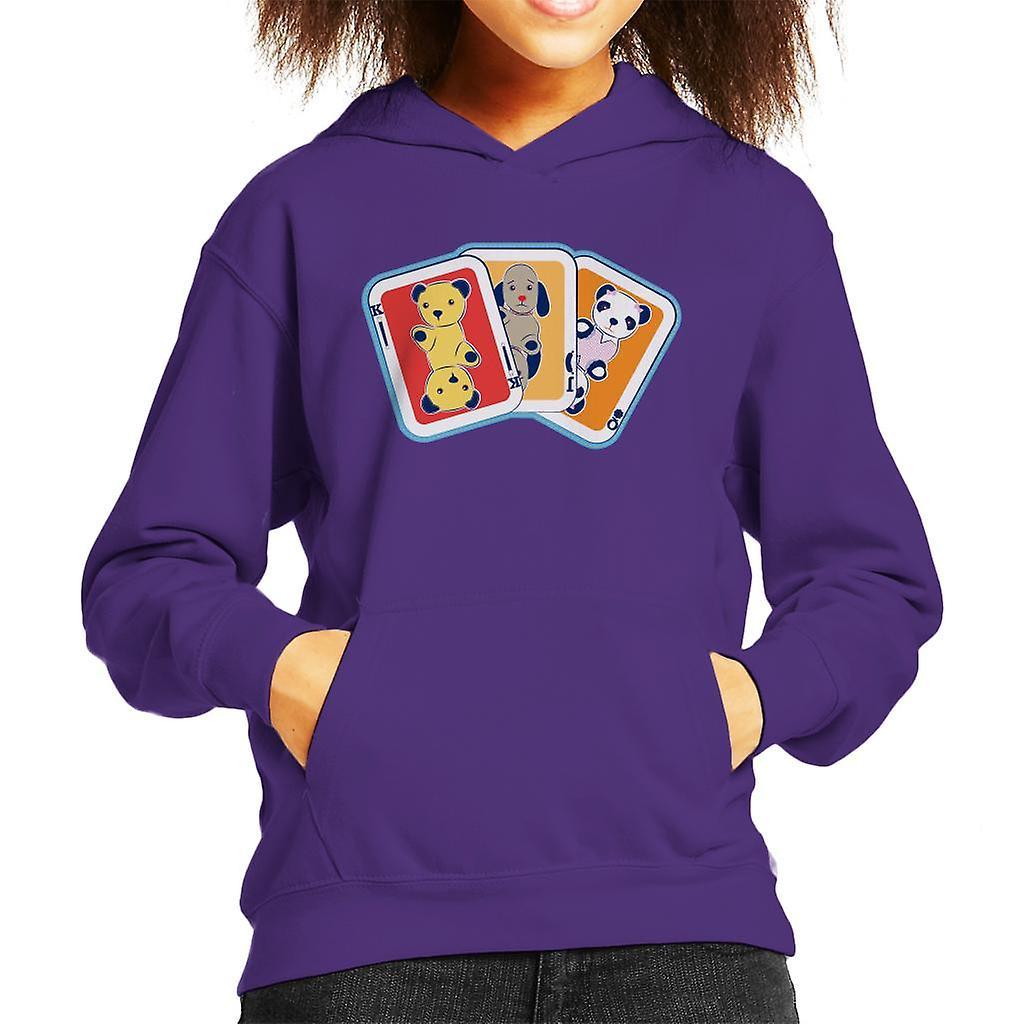 Sooty Playing Card Trio Kid's Hooded Sweatshirt Purple Small (5-6 yrs)