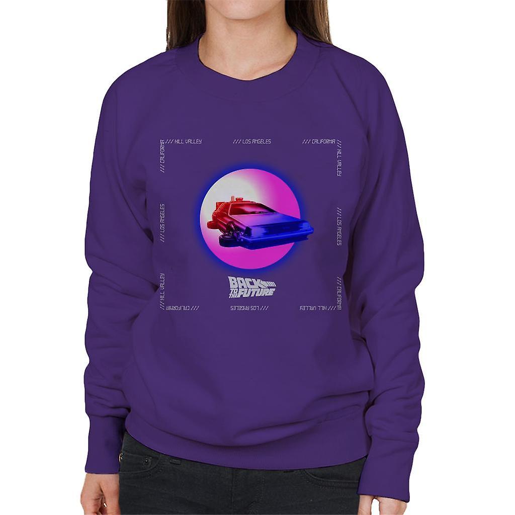 Back to the Future Delorean Purple Moon Women's Sweatshirt Small