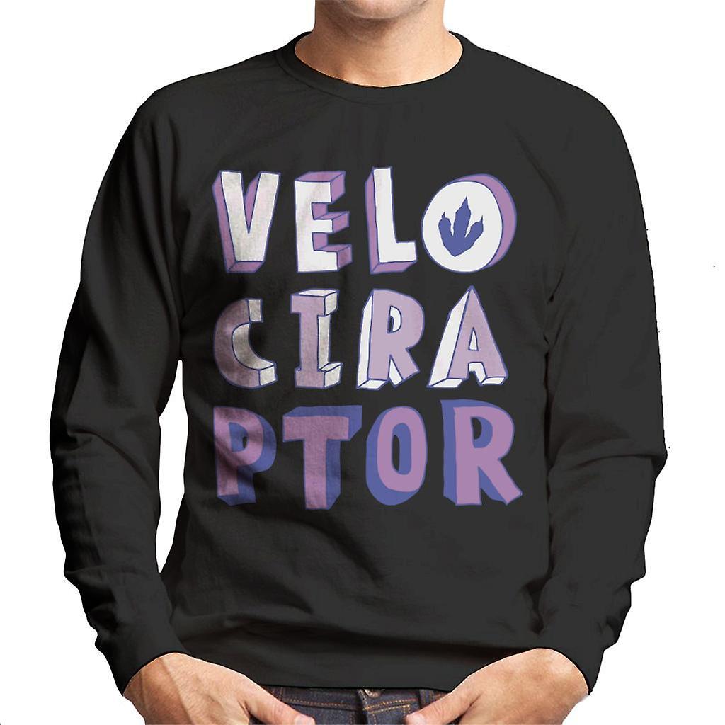 Jurassic Park Velociraptor Purple Text Men's Sweatshirt Black X-Large