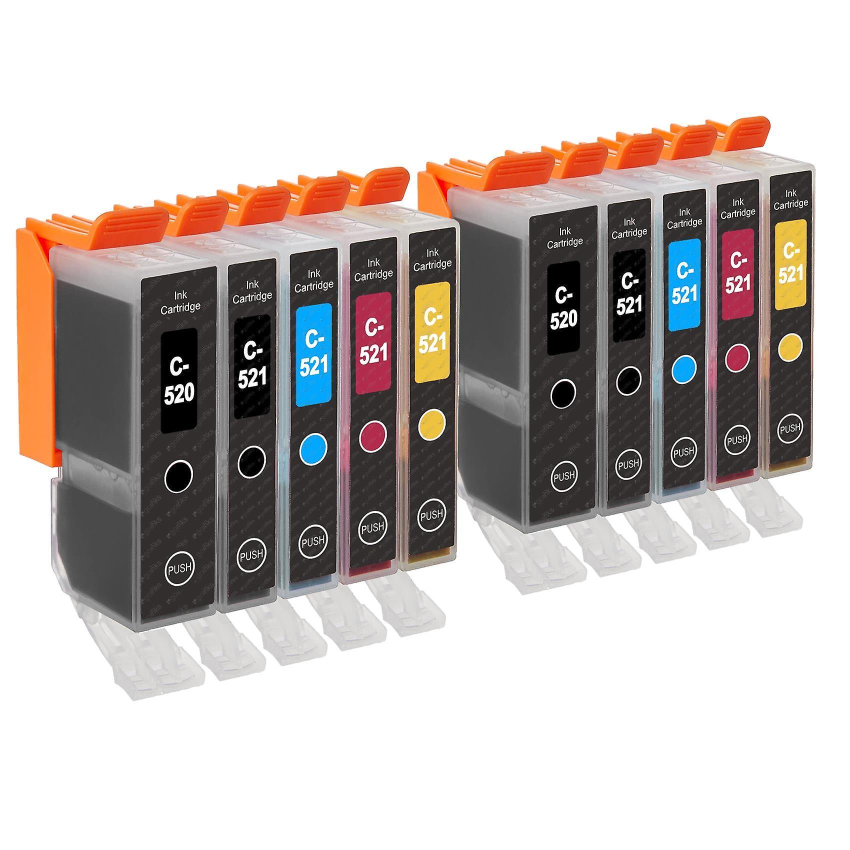 2 Set of 5 Ink Cartridges to replace Canon PGI-520 & CLI-521 Compatible/non-OEM from Go Inks (10 Inks) Black/Cyan/Magenta