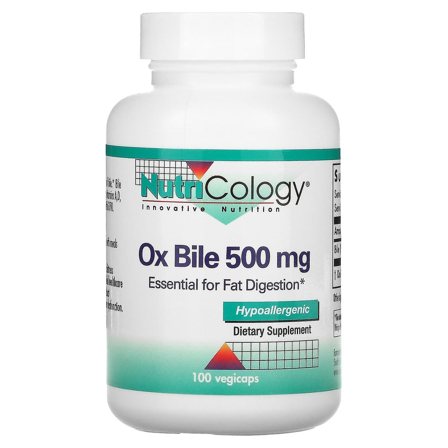 Nutricology, Ox Bile, 500 mg, 100 Vegicaps