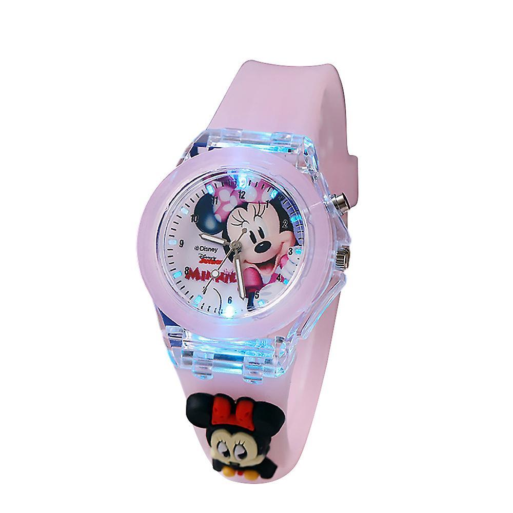 Sevenday Kids Cartoon Silicone Night Luminous Quartz Watch Bracelet Led Flashing Wrist Watches Bracelet Gift Minnie