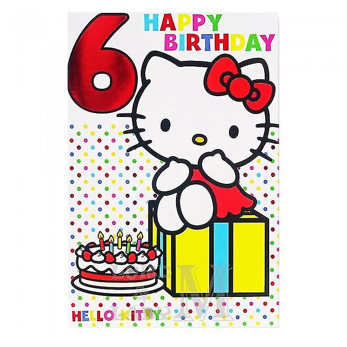 Hello Kitty 6th Birthday Card Multicoloured One Size