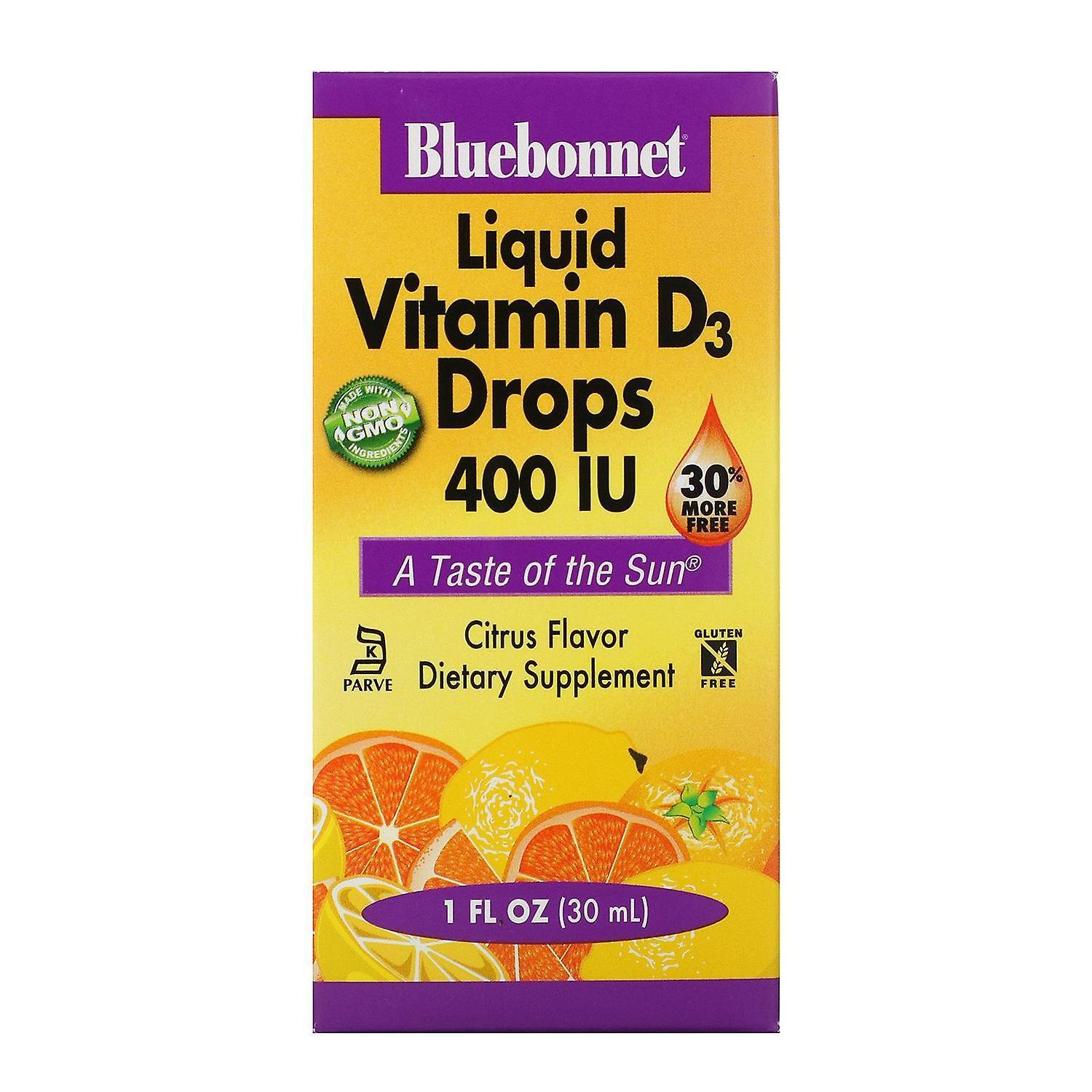 Bluebonnet Nutrition, Liquid Vitamin D3 Drops, Natural Citrus Flavor, 400 IU, 1