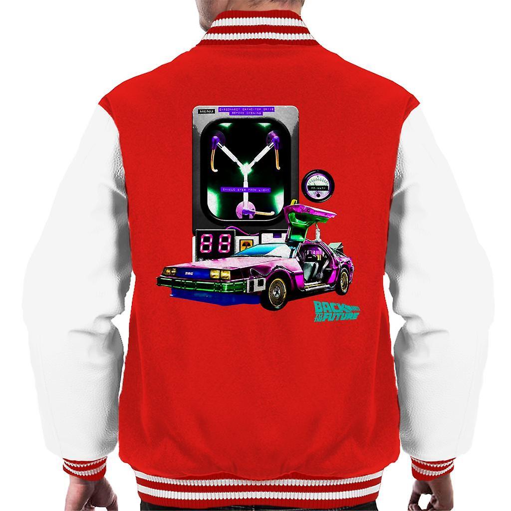 Back to the Future DMC Capacitor Men's Varsity Jacket Red/White Large