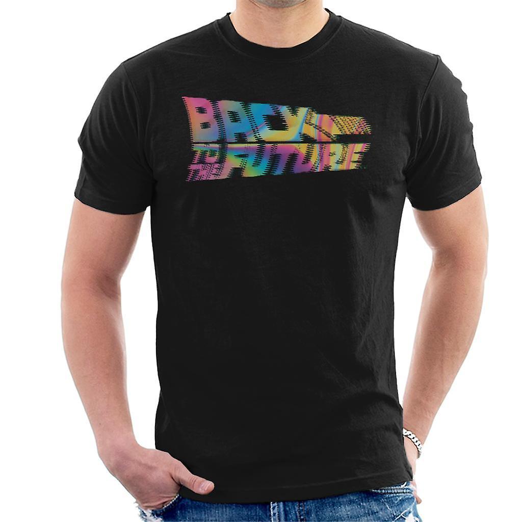 Back to the Future Logo Psychedelic Blur Men's T-Shirt Black XX-Large