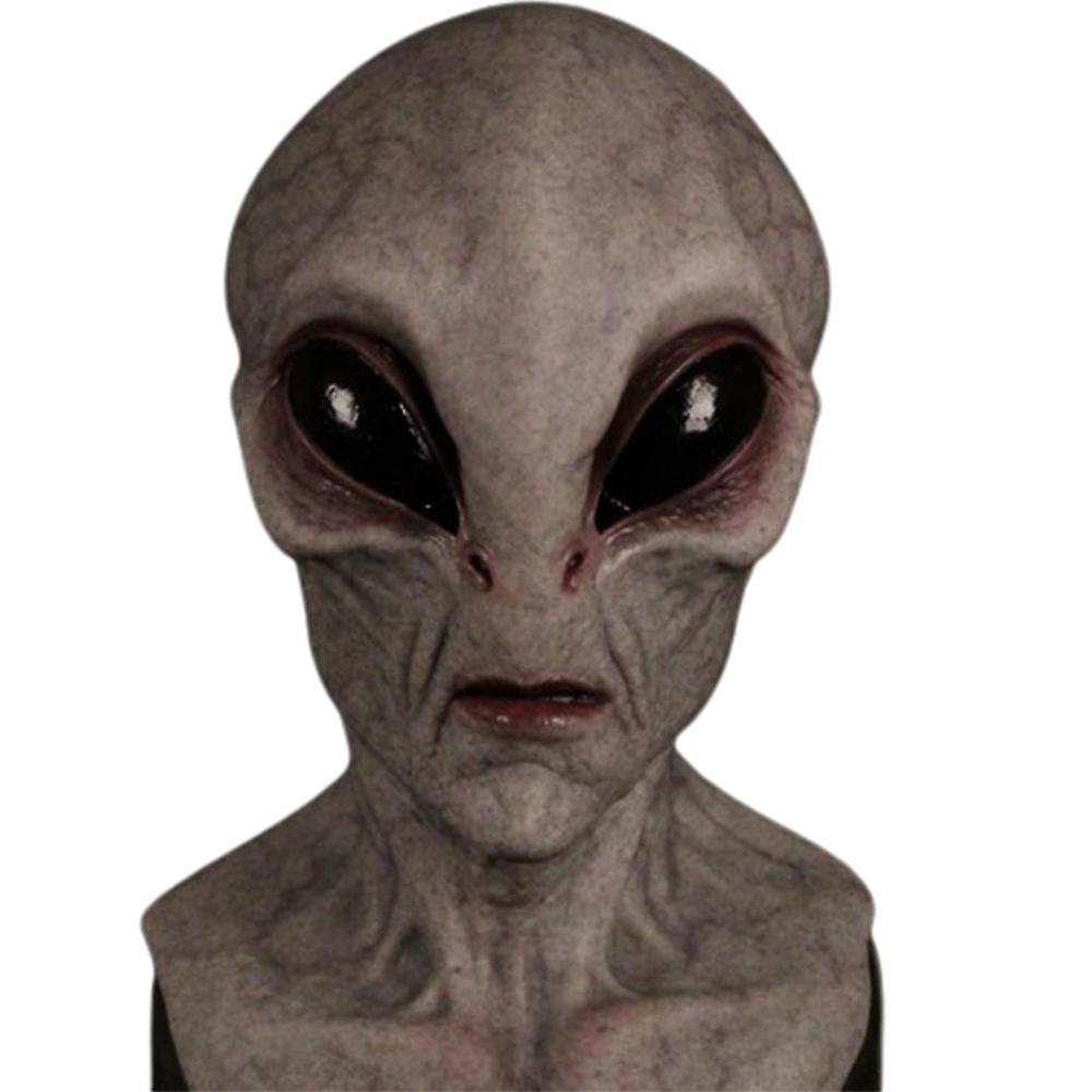 Shinestar Alien Mask Halloween Party Cosplay Headgear Latex Full Head Face Cover Gray