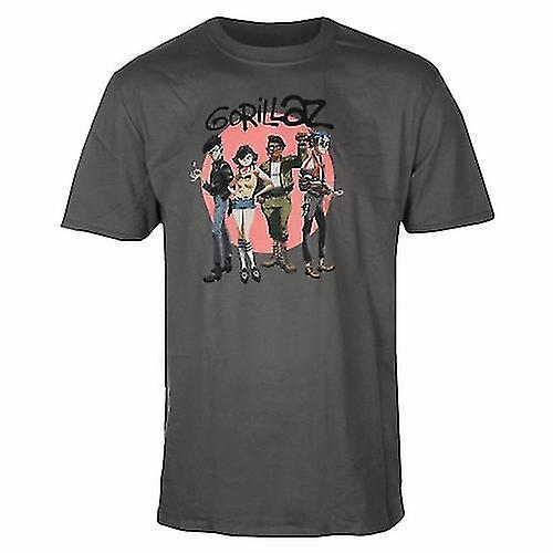 Gorillaz Unisex Adult Group Shot Cotton T-Shirt Charcoal Grey XXL