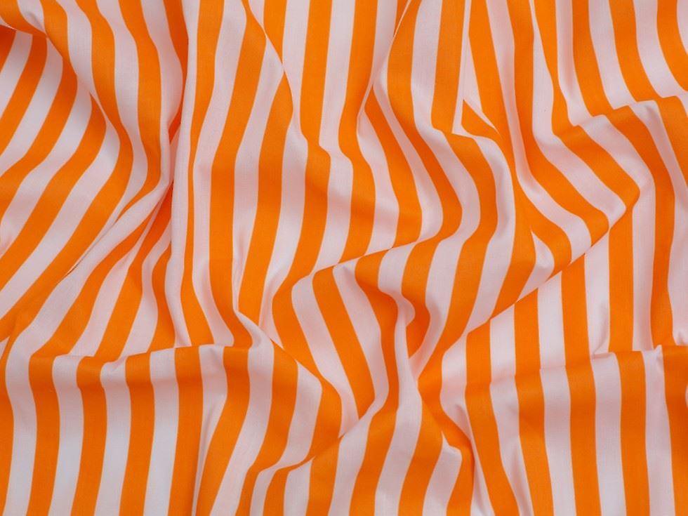 Minerva Core Range Printed Polycotton Fabric Orange & White