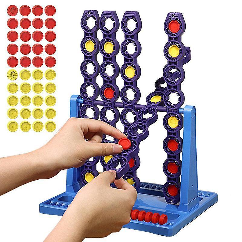 Party Games Four In A Row Rotating Chessboard Funny Family Board Game Parent-child Interaction Puzzle Toys For Kids Children And Adults