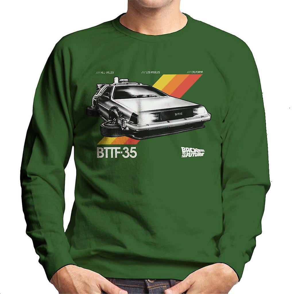 Back to the Future 35th Anniversary Delorean Men's Sweatshirt Bottle Green X-Large