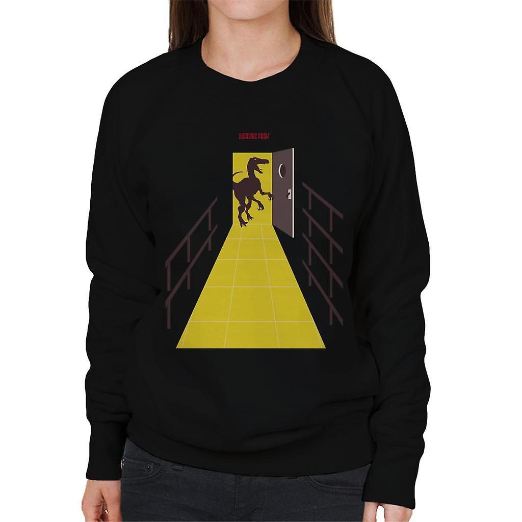 Jurassic Park Velociraptor Opening Door Women's Sweatshirt Black Medium