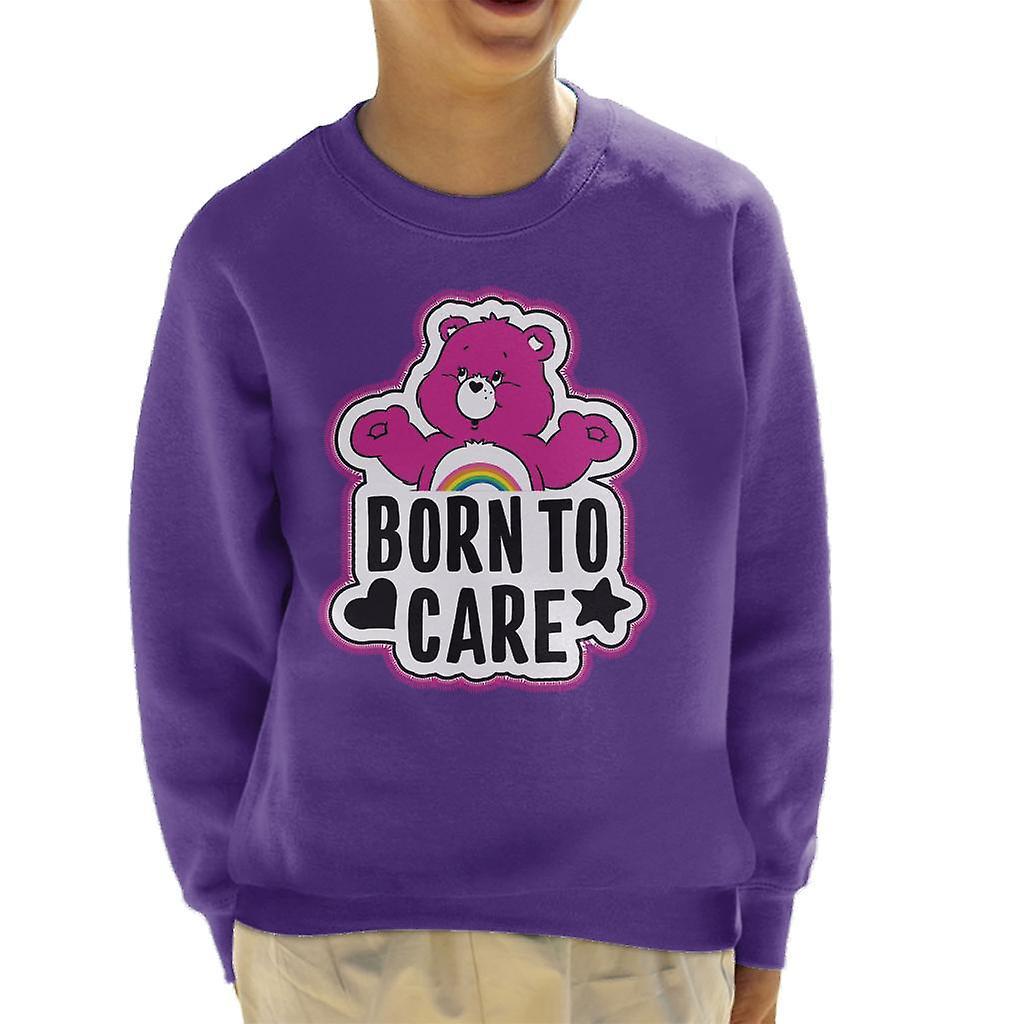 Care Bears Cheer Bear Born To Care Kid's Sweatshirt Purple Large (9-11 yrs)