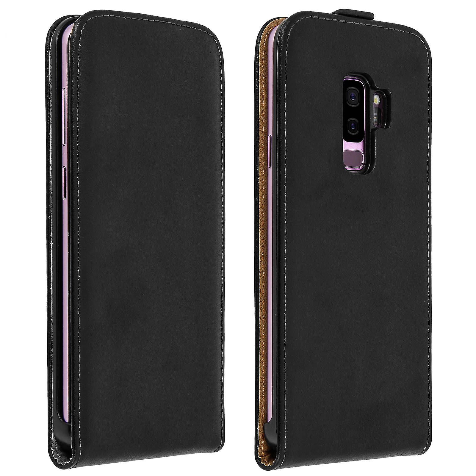 Avizar Vertical flip case, leather magnetic case for Galaxy S9 Plus - Black