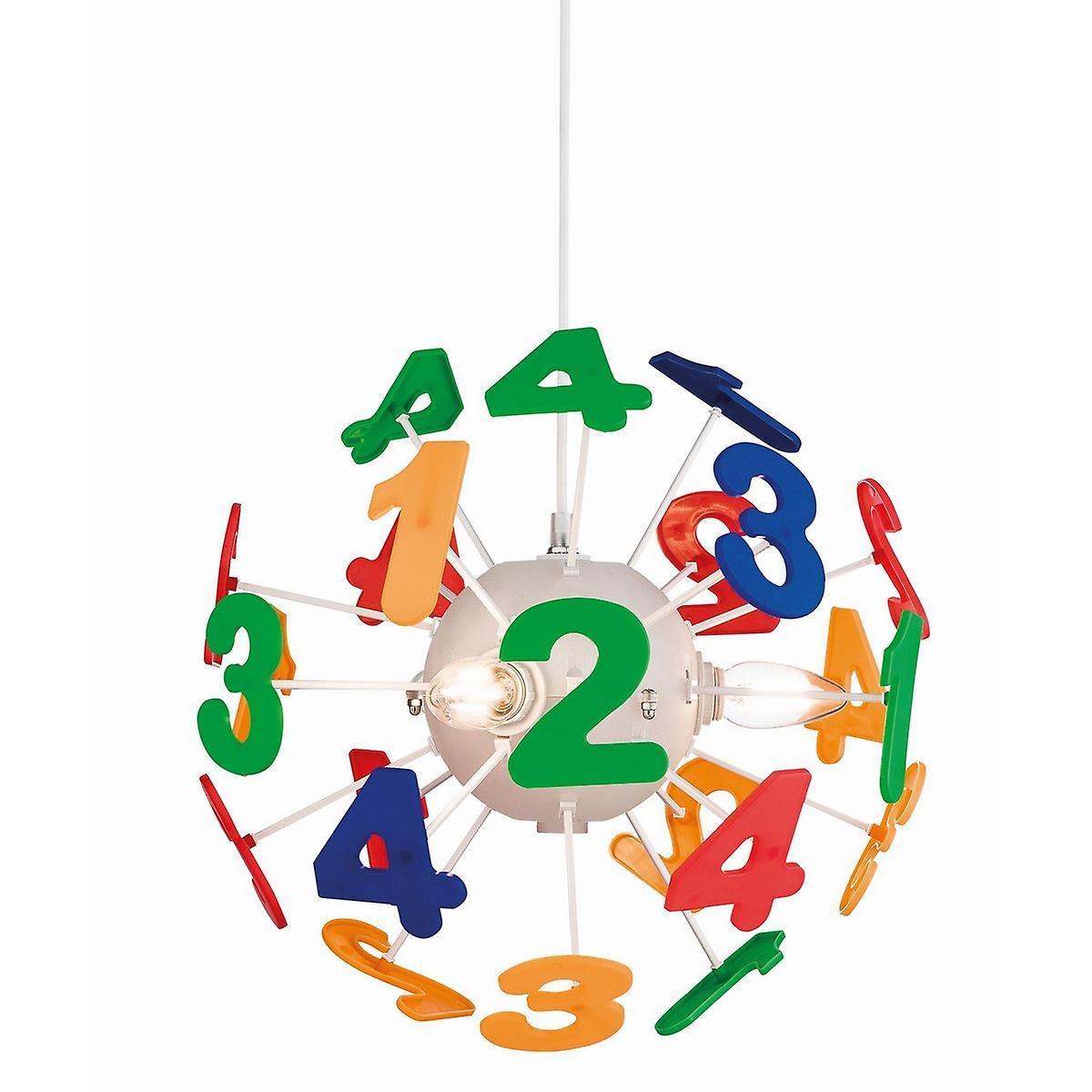 Numbers 4 Light Children Ceiling Pendant Multicolour E14