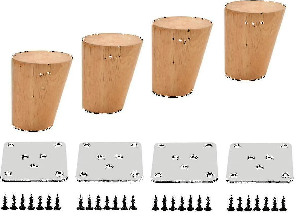 Jnnjv 4pcs Wooden Table Legs, Wooden Feet, Furniture Feet, Sofa Feet With Mounting Plates Screws For