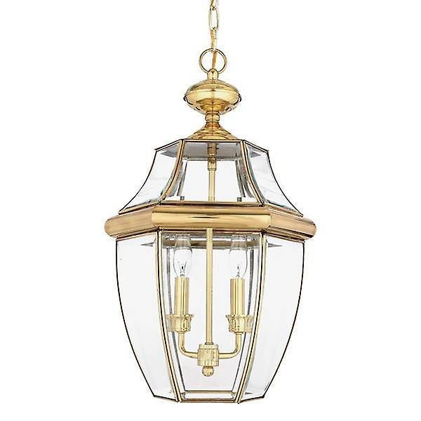 Newbury 2 Light Large Outdoor Ceiling Chain Lantern Polished Brass E14