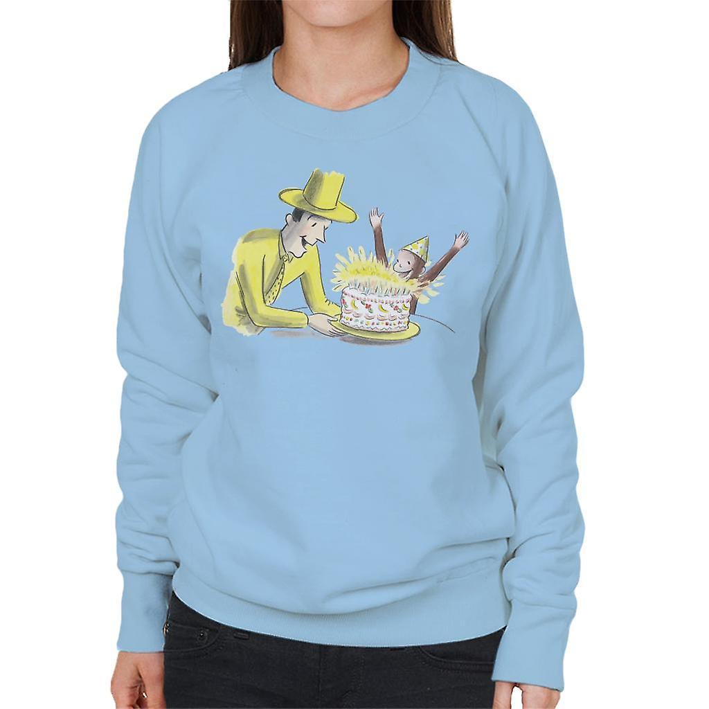 Curious George Birthday Cake Women's Sweatshirt Sky Blue Large