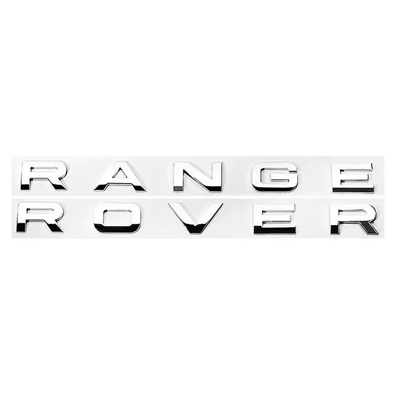 Car Badge 3D ABS Range Rover Car Bonnet Letters Logo Badge Emblem Sticker Accessories For Land Rover Discovery Defender Sport Evoque HSE Glossy Silver