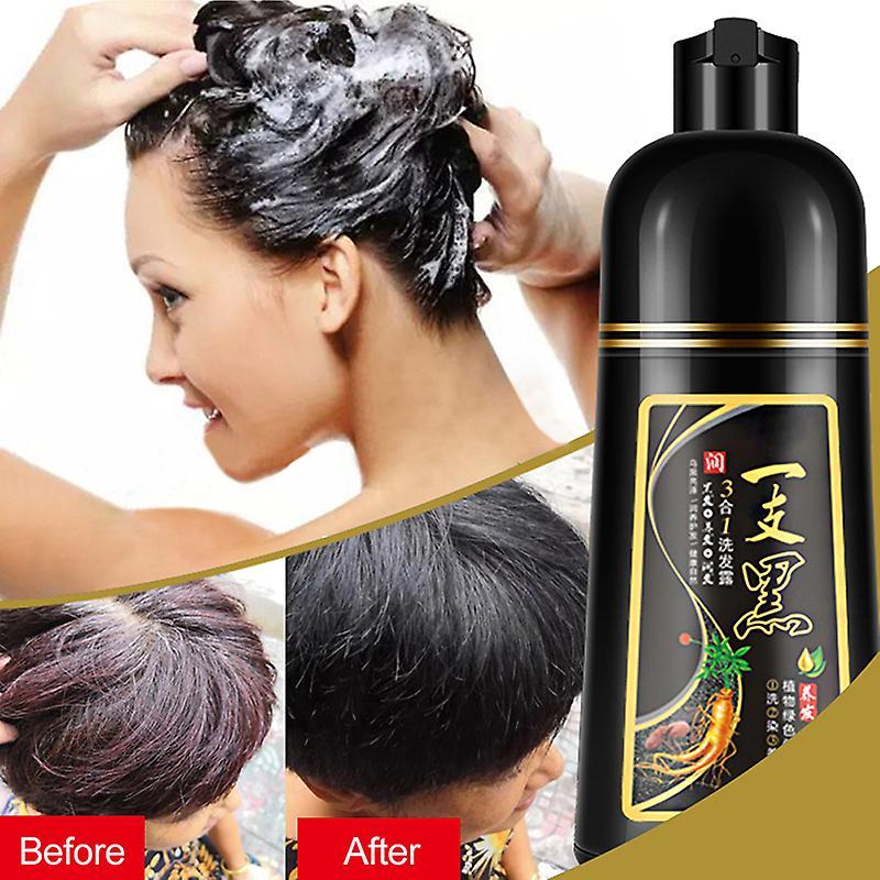 Lovvinjew 500ml Permanent Black Hair Shampoo Organic Natural Fast Hair Dye 1pc