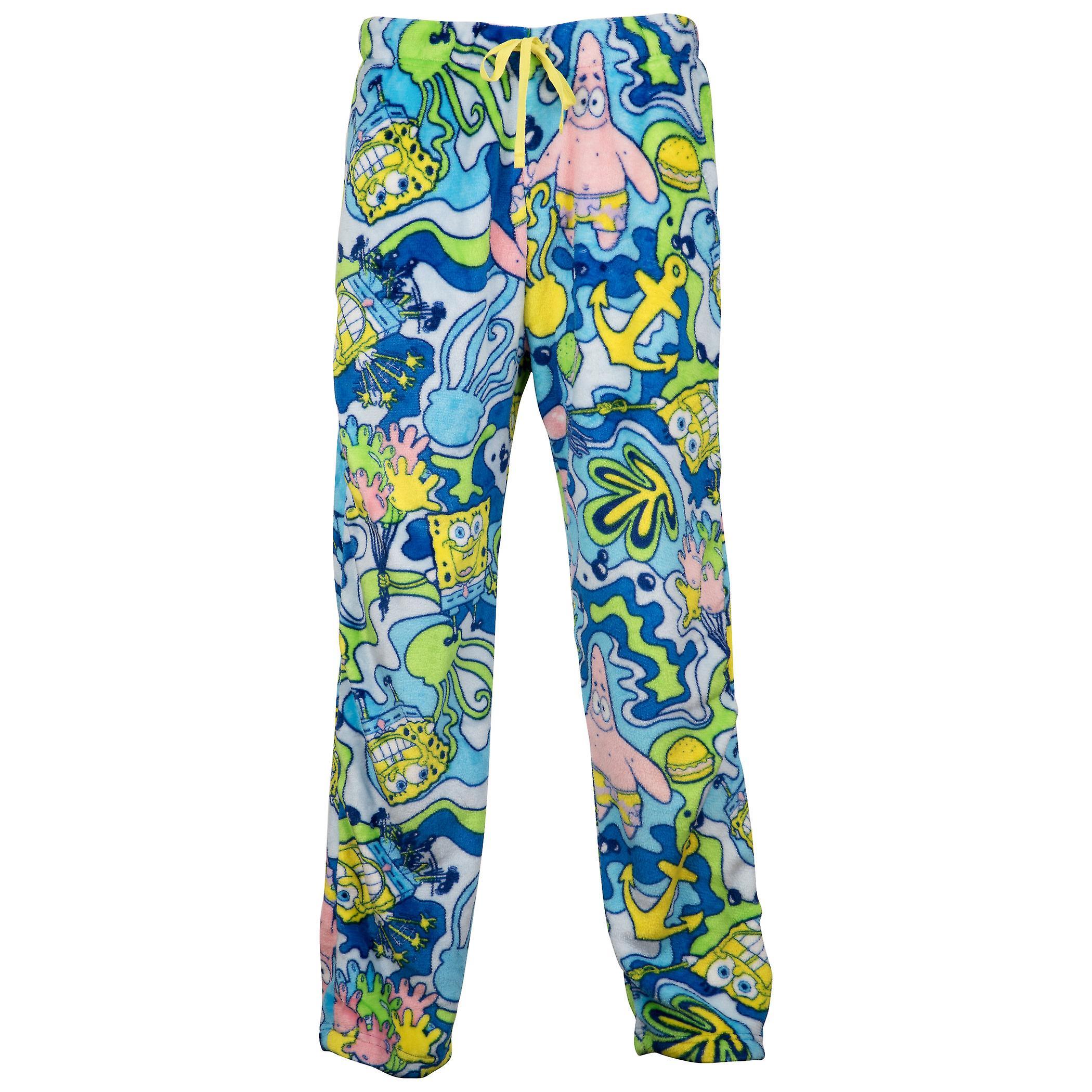 Tv Shows SpongeBob SquarePants Psychedelic Jellyfish Catching Men's Sleep Pants Blue XXLarge (44-46)