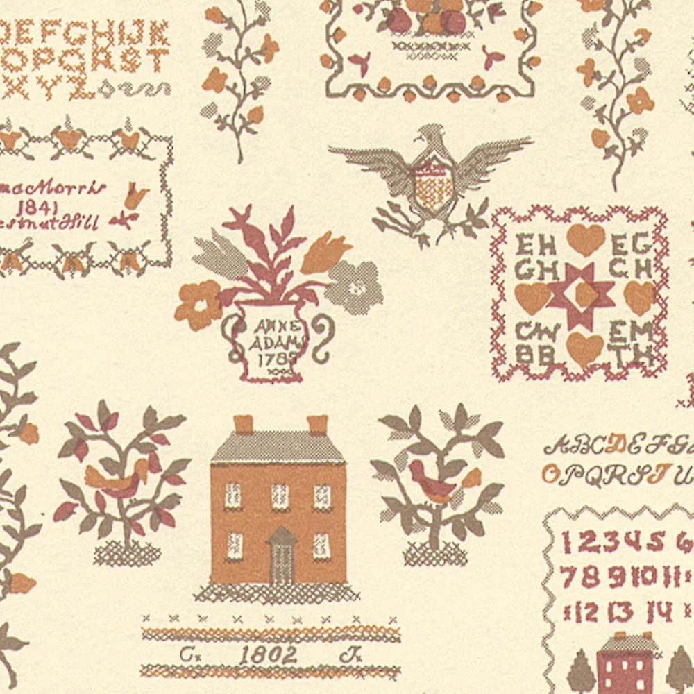 Melody Jane Dolls Houses Dolls House Sampler Terracotta Miniature Print Wallpaper 3 Sheets