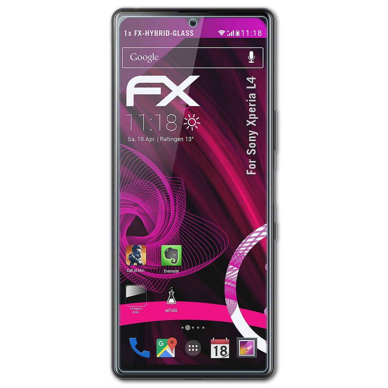 atFoliX armored film compatible with Sony Xperia L4 glass foil 9H protective armor 03 FX HYBRID GLASS