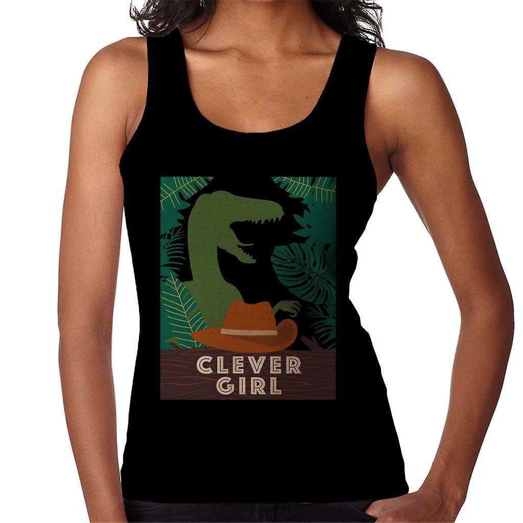 Jurassic Park Velociraptor Silhouette Clever Girl Women's Vest Black X-Large