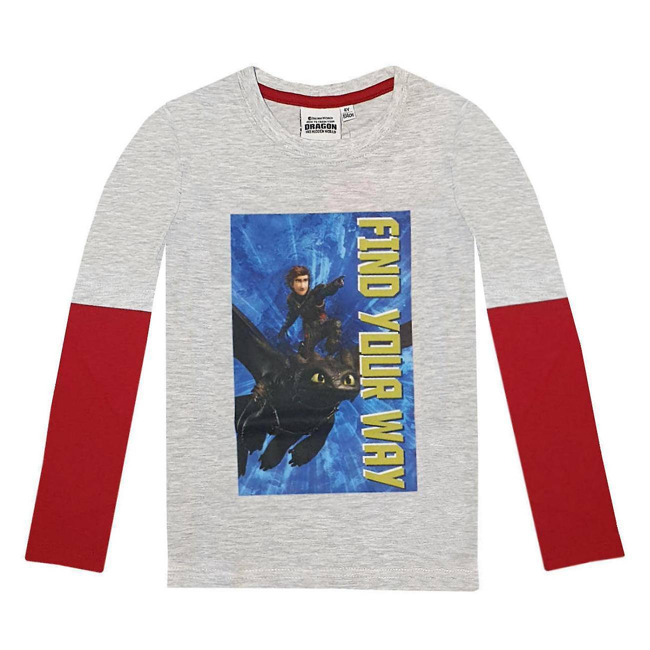 Dragons boys t-shirt long sleeve - find your way drg129tsh Grey 5-6 years