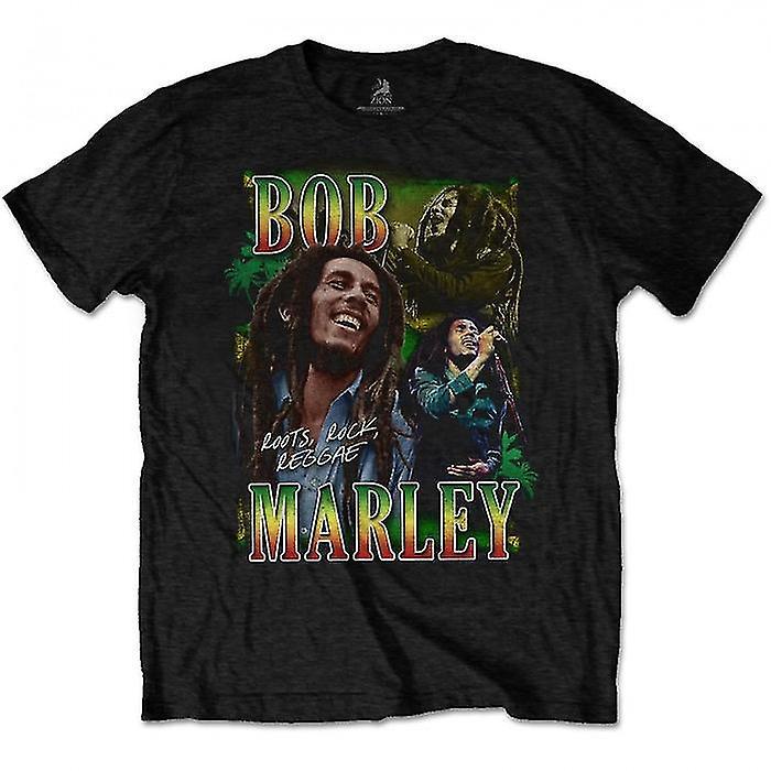 Bob Marley Unisex Adult Roots Rock Reggae Homage T-Shirt Black XL