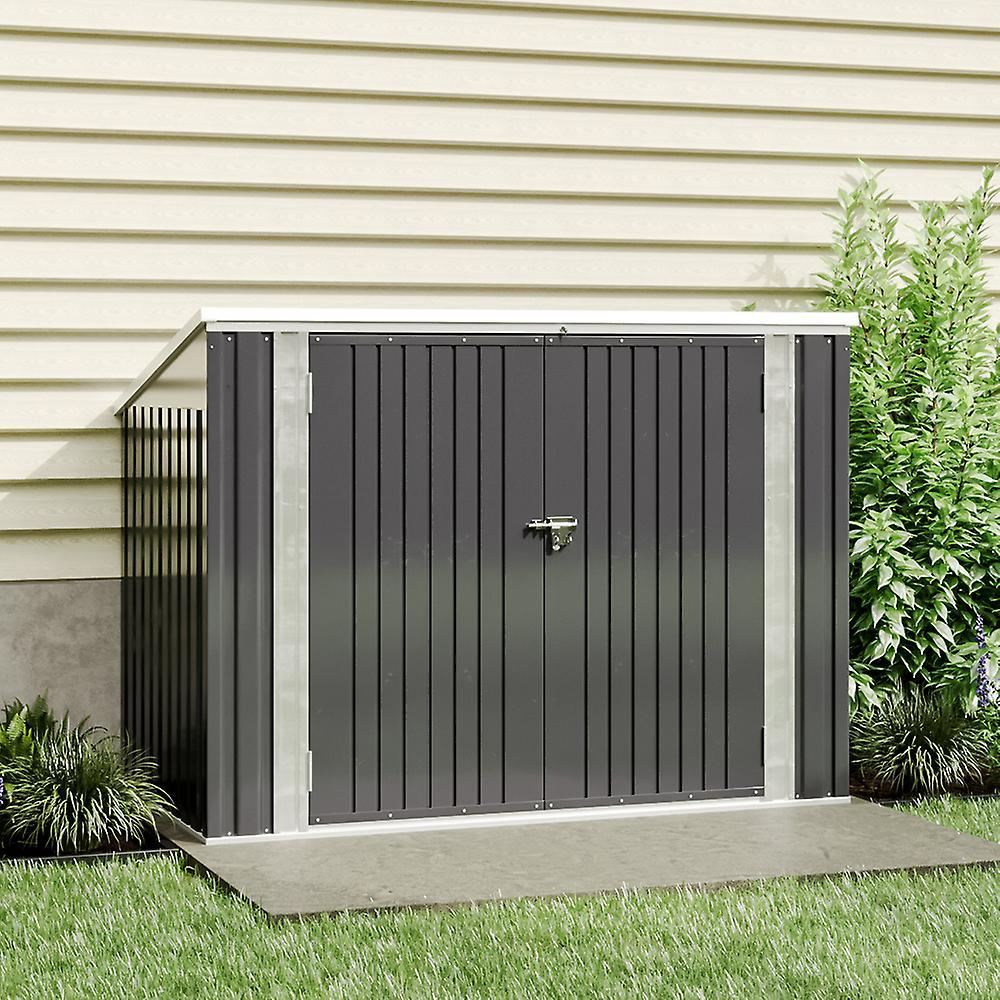 Living And Home Steel Bicycle Garden Shed Lockable Trash Can Shed Black176x105x130cm