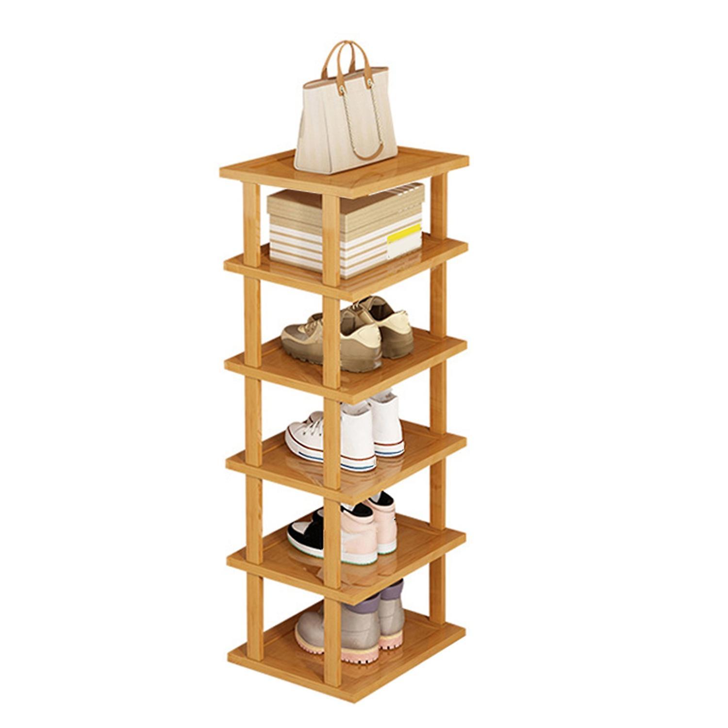 ZHOUBA Six Layers Stable Waterproof Bamboo Great Load Bearing Entryway Shoes Storage Organizer Shelf