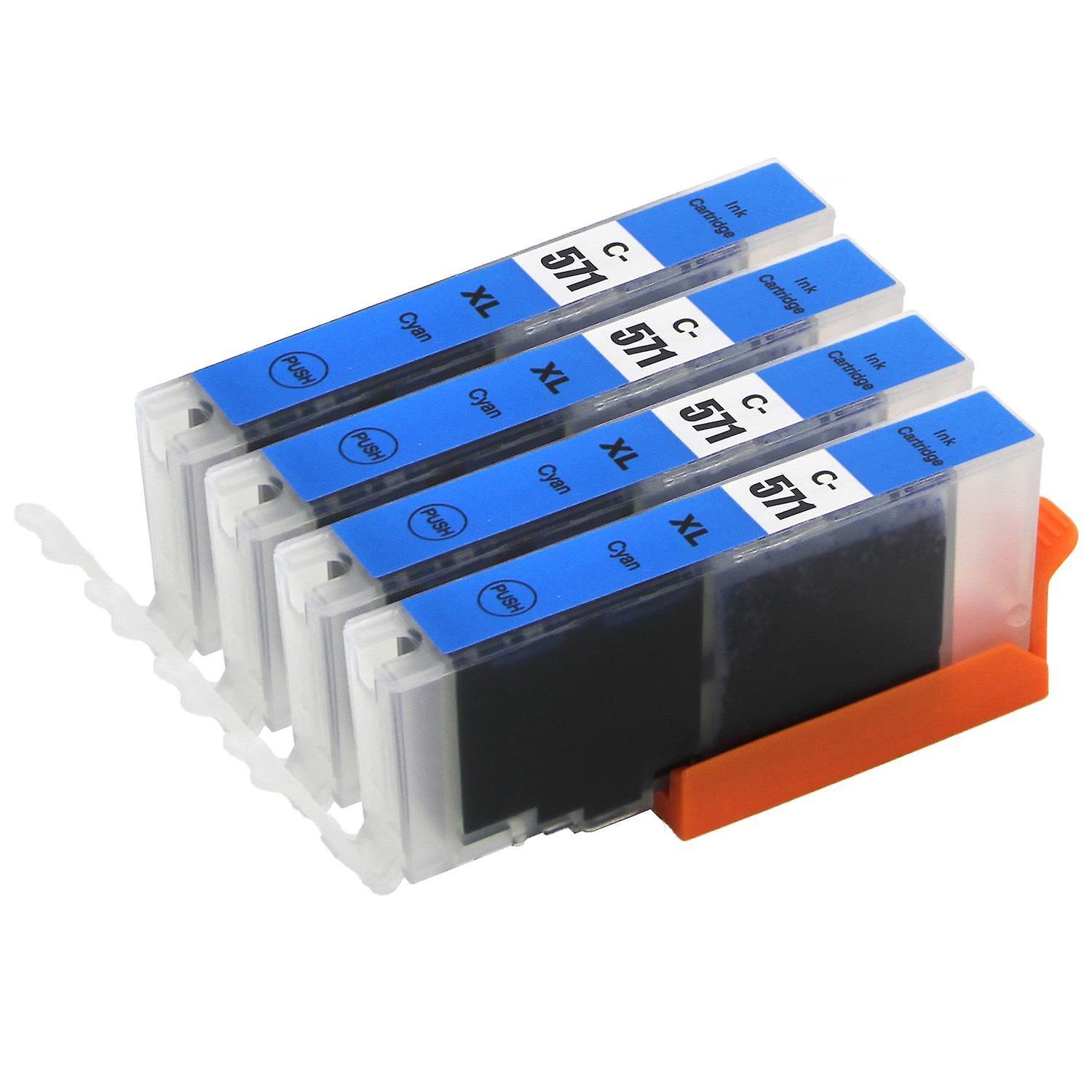 4 Cyan Ink Cartridges to replace Canon CLI-571C Compatible/non-OEM from Go Inks