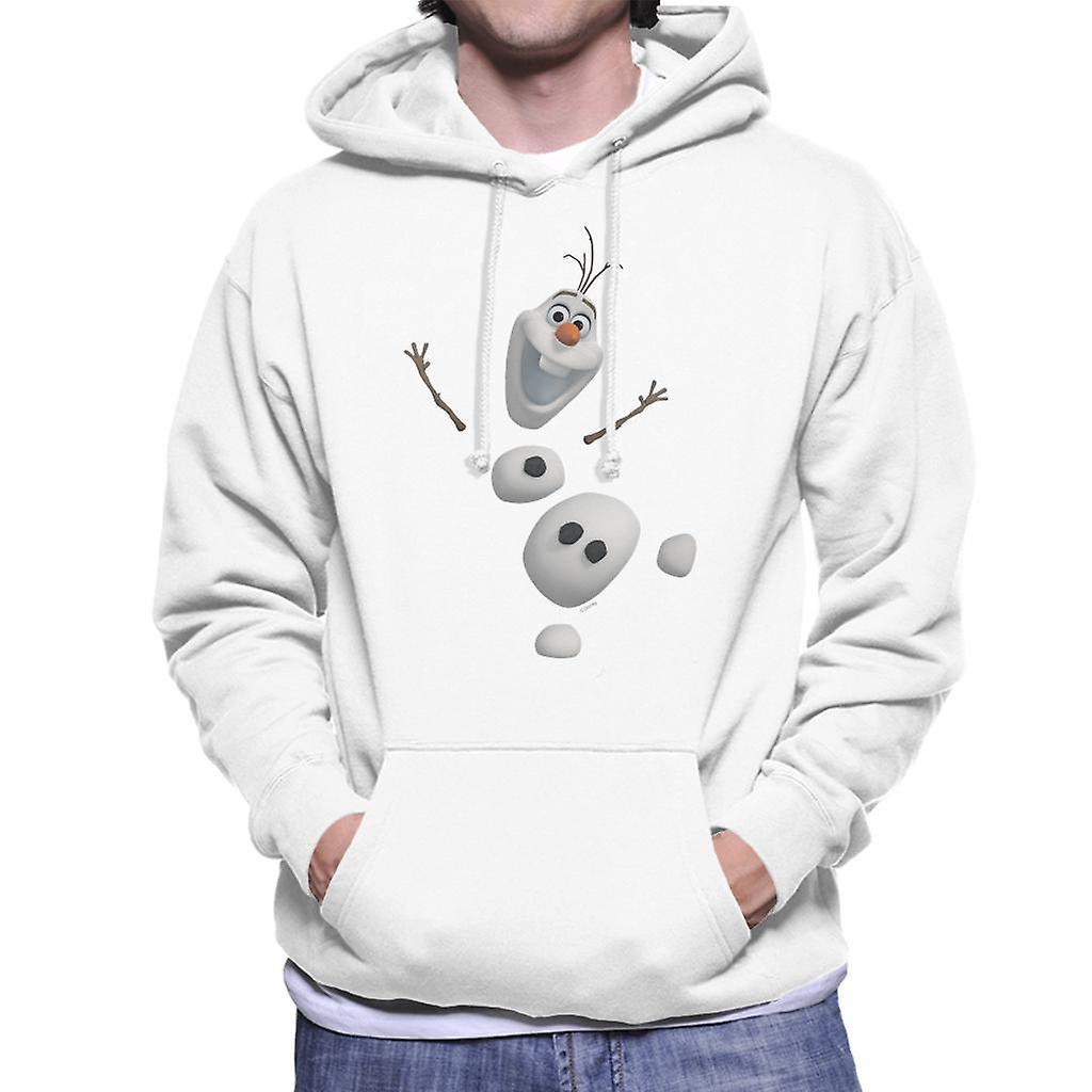 Disney Frozen Olaf In Pieces Excited Men's Hooded Sweatshirt White Large